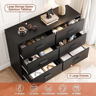 6 Drawer Double Dresser for Bedroom
