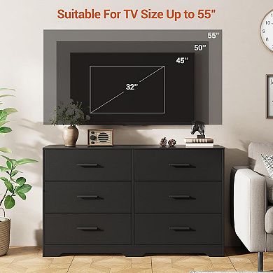 6 Drawer Double Dresser for Bedroom