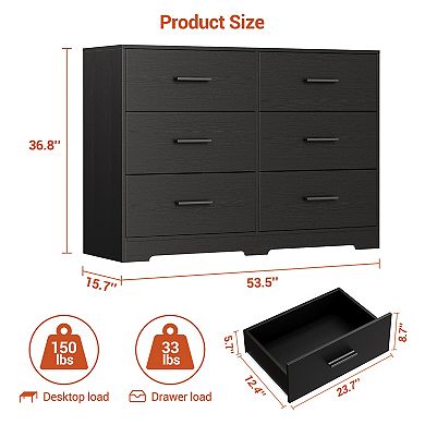 6 Drawer Double Dresser for Bedroom
