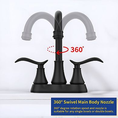 Two-Handle Deck-Mount Bathroom Sink Faucet with Quick-Connect Hoses