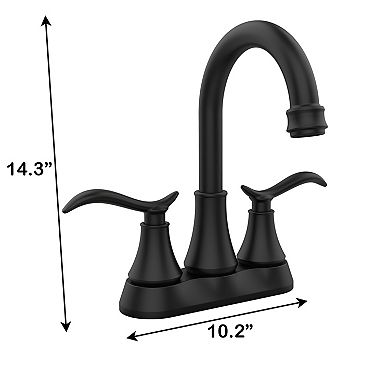 Two-Handle Deck-Mount Bathroom Sink Faucet with Quick-Connect Hoses