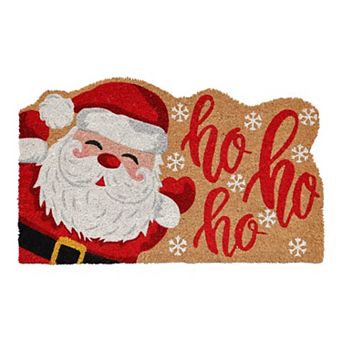 HomeRoots 18" X 30" Beige and Red Coir Snowflake Outdoor Christmas Door Mat