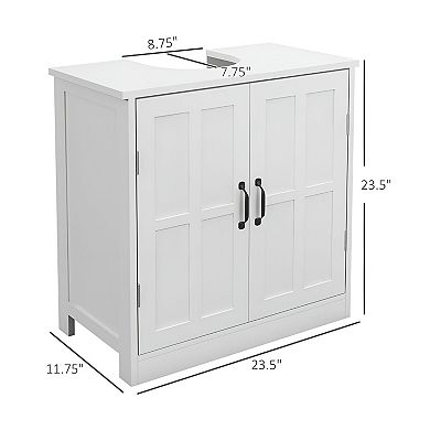 Under Sink Bathroom Storage Cabinet with Double Doors, Adjustable Shelf