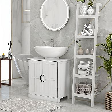 Under Sink Bathroom Storage Cabinet with Double Doors, Adjustable Shelf
