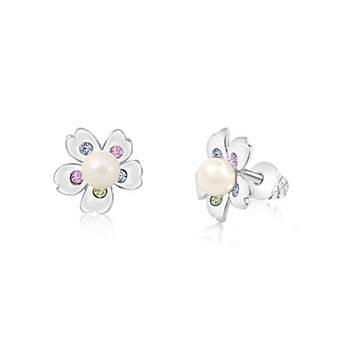 Girls Flower Earrings - Hypoallergenic Kids Earrings with Surgical Titanium Screwbacks