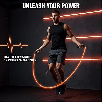 Adjustable Rapid Speed Jump Rope, Ball Bearings Steel Cable with Foam Grips