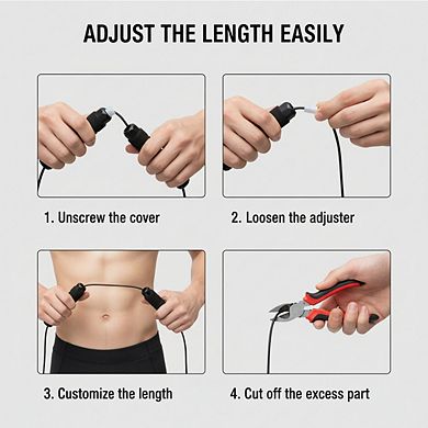 Adjustable Rapid Speed Jump Rope, Ball Bearings Steel Cable with Foam Grips
