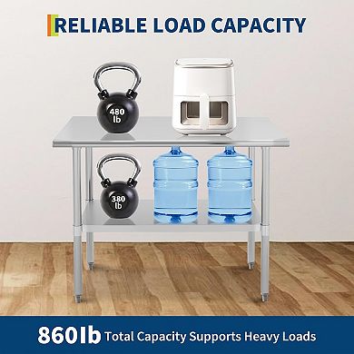 24"x36"x34" Heavy-Duty Stainless Steel Work Table