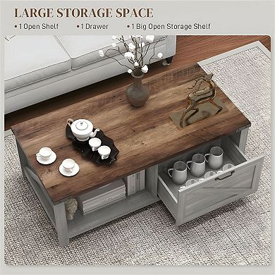 Rustic Entryway Table with Open Shelves and Drawer, 46 inch - Distressed Grey