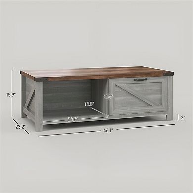 Rustic Entryway Table with Open Shelves and Drawer, 46 inch - Distressed Grey