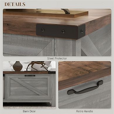Rustic Entryway Table with Open Shelves and Drawer, 46 inch - Distressed Grey