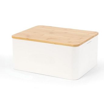 Zoulao Bread Box with Wooden Cutting Board Lid, Airtight Storage for Bread, Muffins, Bagels