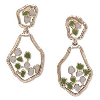 White Rhodium and Pastel Blue-Green Enamel Terra Drop Earrings by Dhwani Bansal