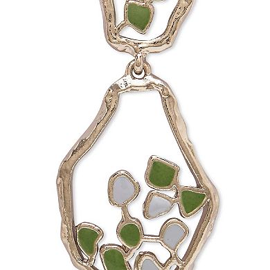 White Rhodium and Pastel Blue-Green Enamel Terra Drop Earrings by Dhwani Bansal