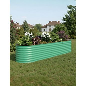 Galvanized Raised Garden Bed 8x2x2 FT, Outdoor Metal Planter Box for Flowers & Vegetables, Green