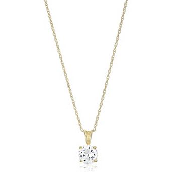 KSIZUIS Plated Sterling Silver CZ Round Solitaire Pendant Necklace, 18"