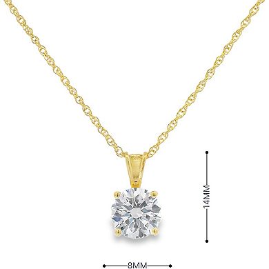 KSIZUIS Plated Sterling Silver CZ Round Solitaire Pendant Necklace, 18"