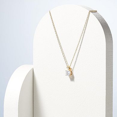 KSIZUIS Plated Sterling Silver CZ Round Solitaire Pendant Necklace, 18"