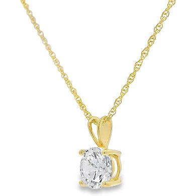 KSIZUIS Plated Sterling Silver CZ Round Solitaire Pendant Necklace, 18"