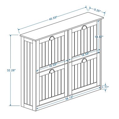 Shoe Cabinet with 4 Flip Drawers & Adjustable Shelves, for Entryway Hallway