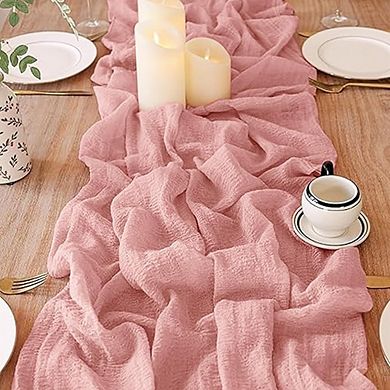 Cheesecloth Table Runner, Boho Gauze Fabric, Rustic Decor for Weddings & Parties