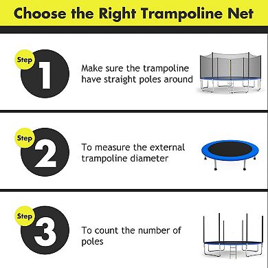 Trampoline Replacement Safety Enclosure Net With Zipper Entrance