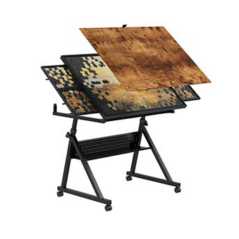 35-inch Puzzle Table, Metal Tabletop Puzzle Board, Adult Gift Set with 4 Trays, Black