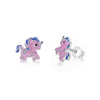 Girls Unicorn Earrings - Hypoallergenic Kids Earrings with Surgical Titanium Screwbacks