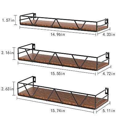 Rustic Wood Floating Wall Shelf for Multi-Room Home Storage