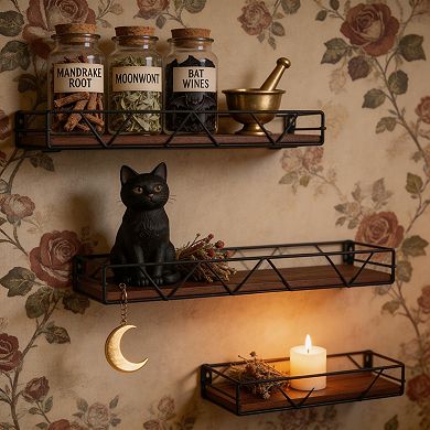 Rustic Wood Floating Wall Shelf for Multi-Room Home Storage