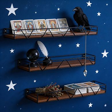 Rustic Wood Floating Wall Shelf for Multi-Room Home Storage