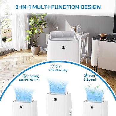 Portable Air Conditioner with Exhaust Hose - Flexible Room Cooling, Dehumidification, Remote Control