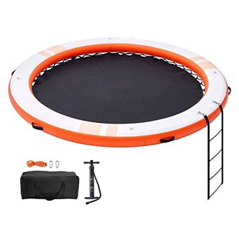 Inflatable Round Floating Water Dock with Mesh Pool and Hand Pump