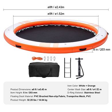 Inflatable Round Floating Water Dock with Mesh Pool and Hand Pump