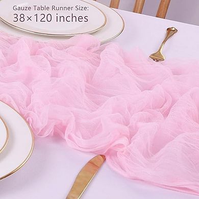 Gauze Cheesecloth Table Runner Rustic Boho Fabric for Wedding & Party Decor
