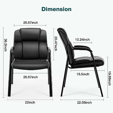YIORTWO 2 Pack PU Leather Office Guest Chair with Padded Arms
