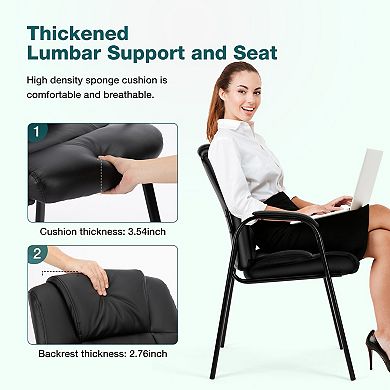 YIORTWO 2 Pack PU Leather Office Guest Chair with Padded Arms