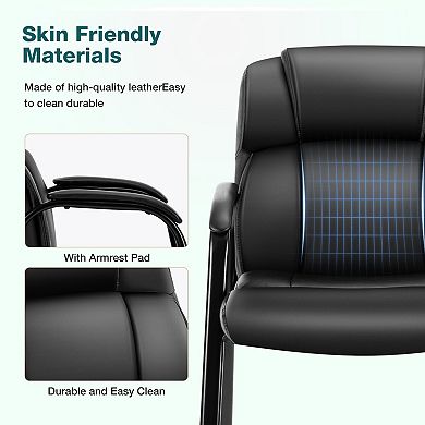YIORTWO 2 Pack PU Leather Office Guest Chair with Padded Arms