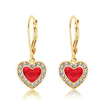 Kids Heart Earrings for Girls Hypoallergenic Kids Earrings with Sterling Silver Leverbacks