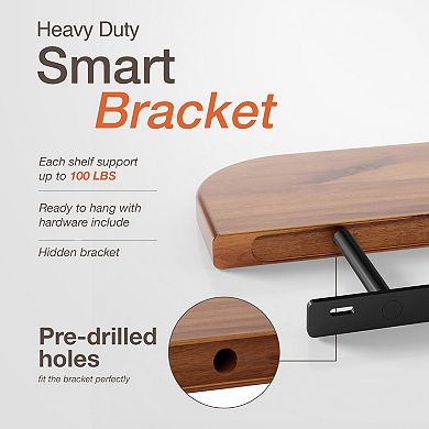 Acacia Wood Round Floating Wall Shelf