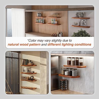 Acacia Wood Round Floating Wall Shelf