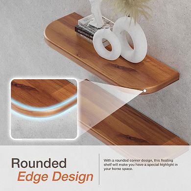 Acacia Wood Round Floating Wall Shelf