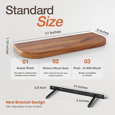 Acacia Wood Round Floating Wall Shelf