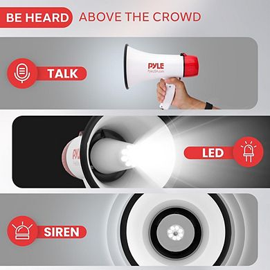 Pyle Megaphone Rechargeable Bull Horn Loud PA Speaker with 30W Power and Adjustable Volume Control
