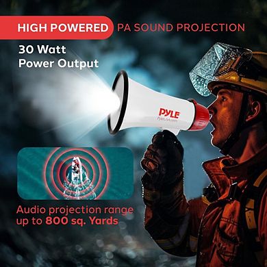 Pyle Megaphone Rechargeable Bull Horn Loud PA Speaker with 30W Power and Adjustable Volume Control