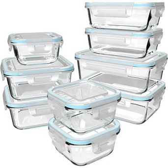 18 pc Glass Food Storage Containers with Lids, Glass Meal Prep Containers,(9 lids & 9 Containers)