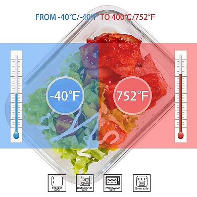 18 Piece Glass Food Storage Containers with Lids, Glass Meal Prep Containers,(9 lids & 9 Containers)