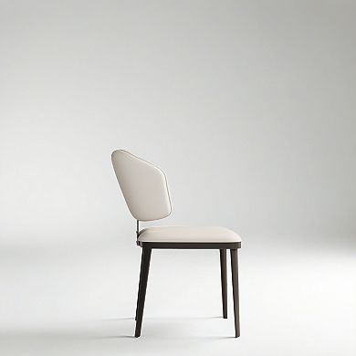 Modern Upholstered Leather Dining Chairs Ergonomic Kitchen Chairs With Metal Legs(Set of 2)