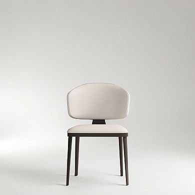 Modern Upholstered Leather Dining Chairs Ergonomic Kitchen Chairs With Metal Legs(Set of 2)