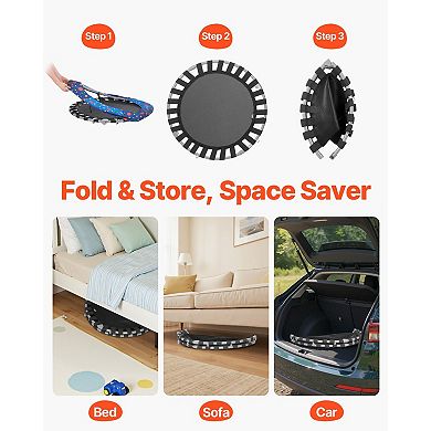 Kids Trampoline 36 Inch Foldable Mini Trampoline with Handle for Indoor Outdoor Use